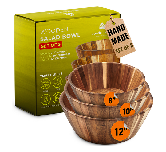 Wooden Salad Bowls - Round