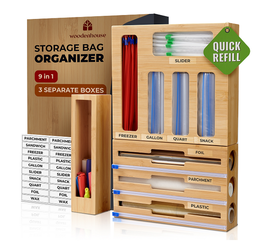 Bamboo Storage Bag Organizer, 9 in 1