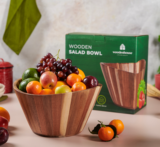 Wooden Salad Bowls - Wavy