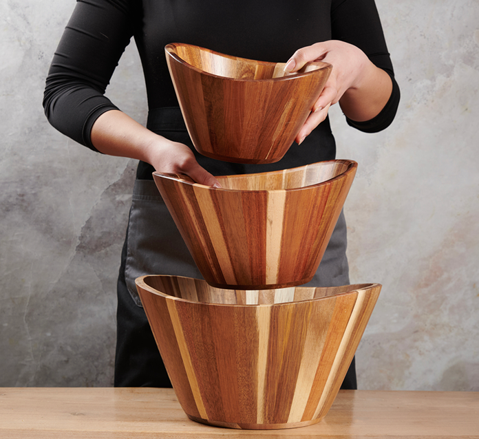 Wooden Salad Bowls - Wavy