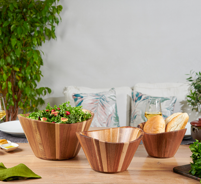 Wooden Salad Bowls - Wavy