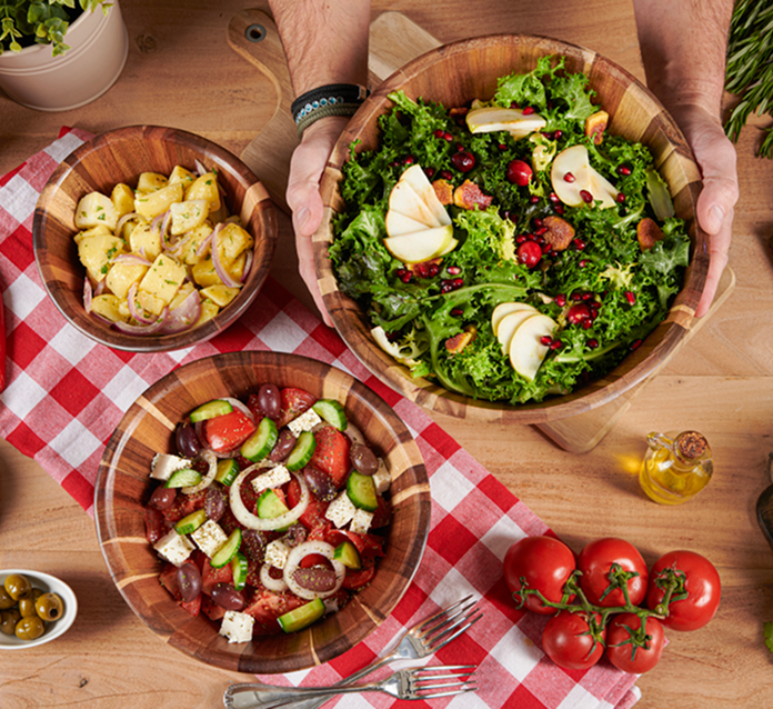 Wooden Salad Bowls - Wavy