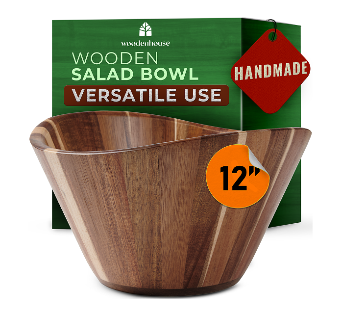 Wooden Salad Bowls - Wavy