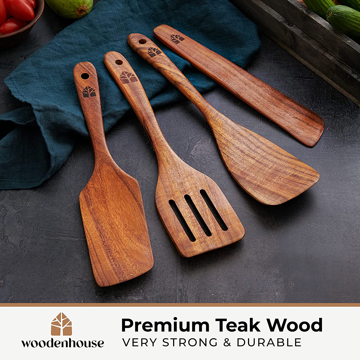 Natural Teak Wooden Spatula Set  kitchen utensils – Ecoraliving