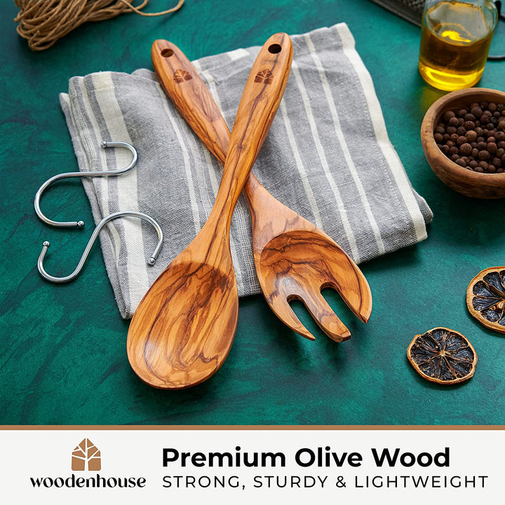 Olive Wood Spoon Salad Set