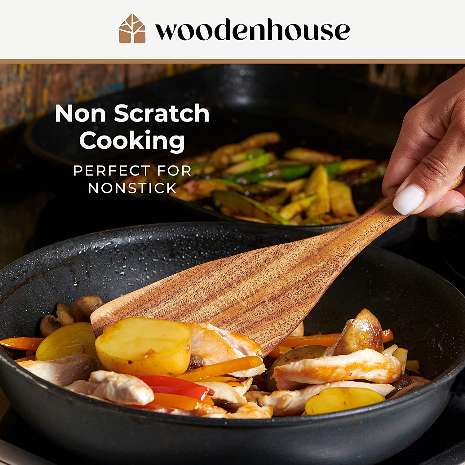 Wooden Spatulas 4 Pcs nonstick cookware for Kitchen