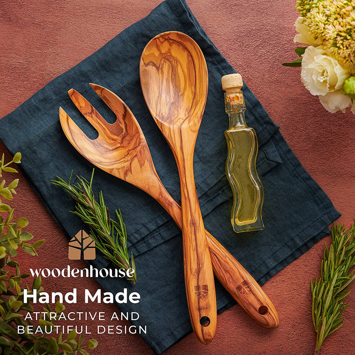 Olive Wood Spoon Salad Set