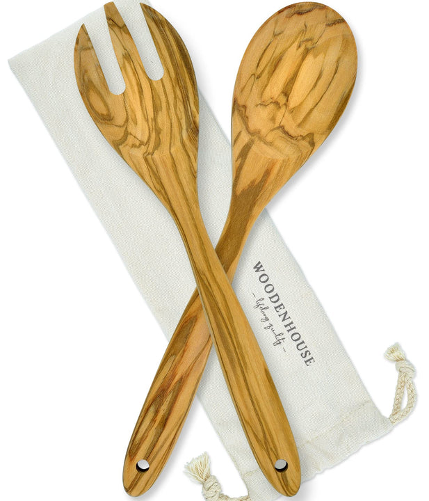 Olive Wood Spoon Salad Set