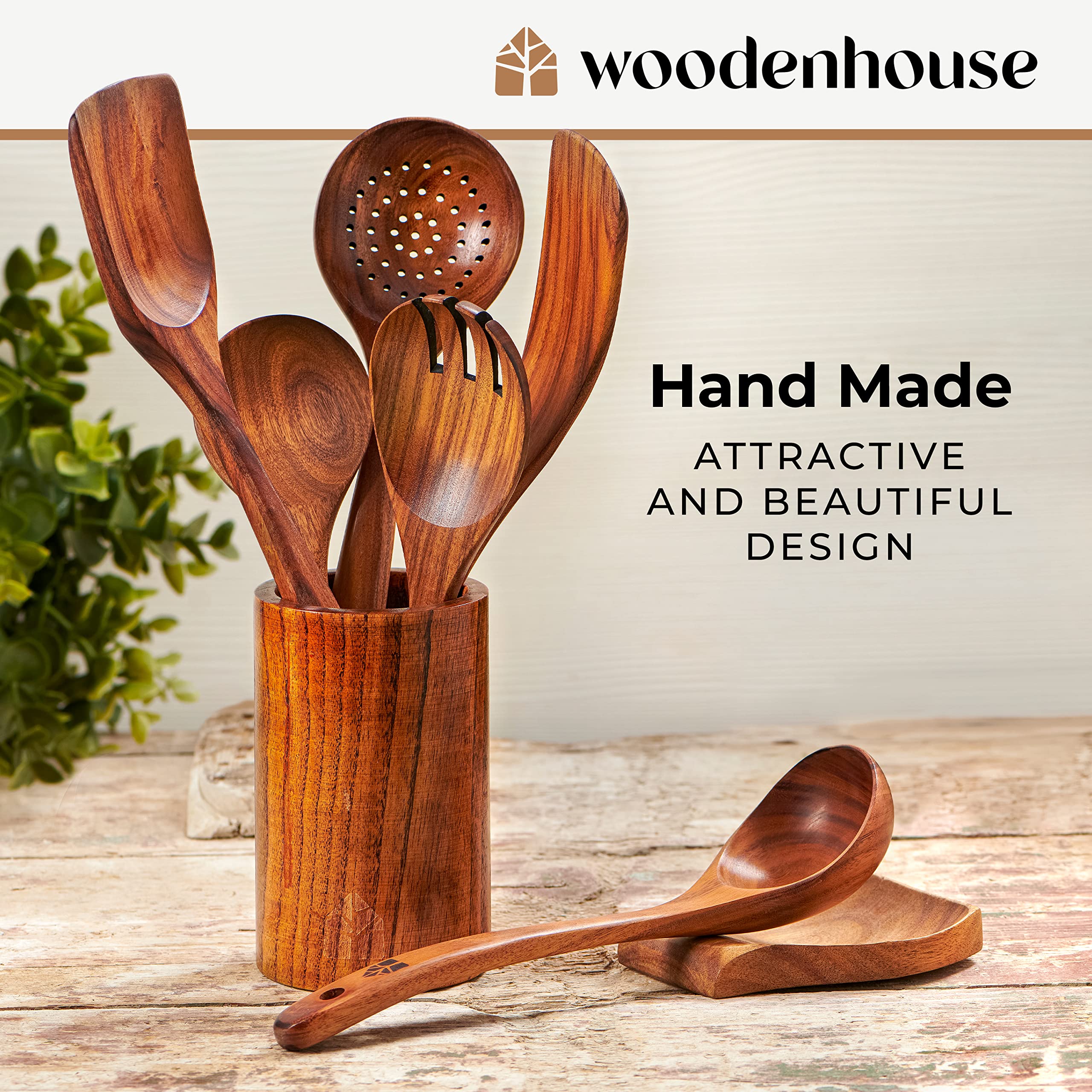 Wooden Cooking Utensils,Teak Wooden Spoons for Cooking Wood Utensil for  Nonstick Cookware,Kitchen Utensils Set 5 - Shop - TexasRealFood