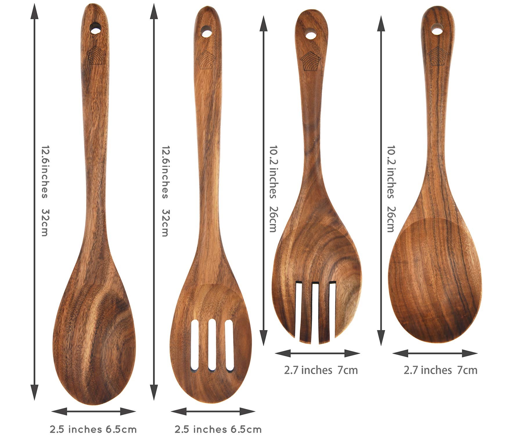 Wooden Spoons for Cooking, 10 Pcs Teak Wood Cooking Utensil Set – Wooden Kitchen Utensils for Nonstick Pans & Cookware – Sturdy, Lightweight & Heat