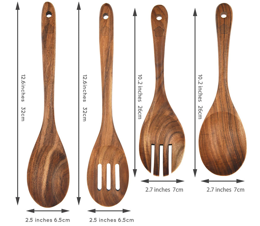 Wood Spoons for Cooking Set of 4